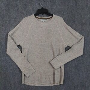 Wallace & Barnes Sweater Mens Medium Gray Waffle Knit Thermal Crewneck Cotton